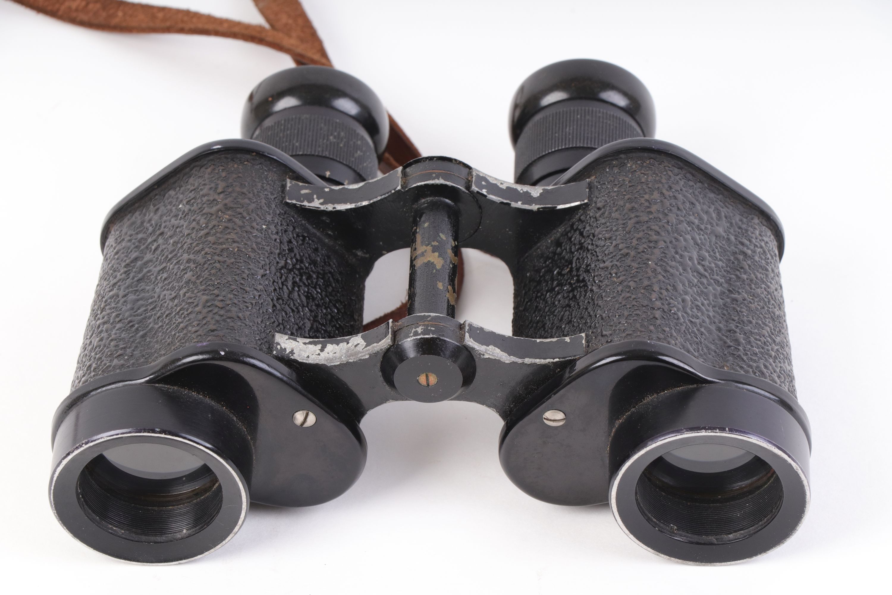 WWII Barr & Stroud C.F.41 7x military binoculars, broad arrow marks, with expanding weather shields - Image 8 of 14