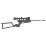 .22 Crosman 2250XL Co2 air rifle, screw cut barrel, mounted 3-9 x 40 scope, black skeleton stock, no