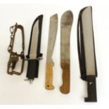 3x Machetes by Martindale, Spear & Jackson and one other with Serrated back 10inch hunting knife an