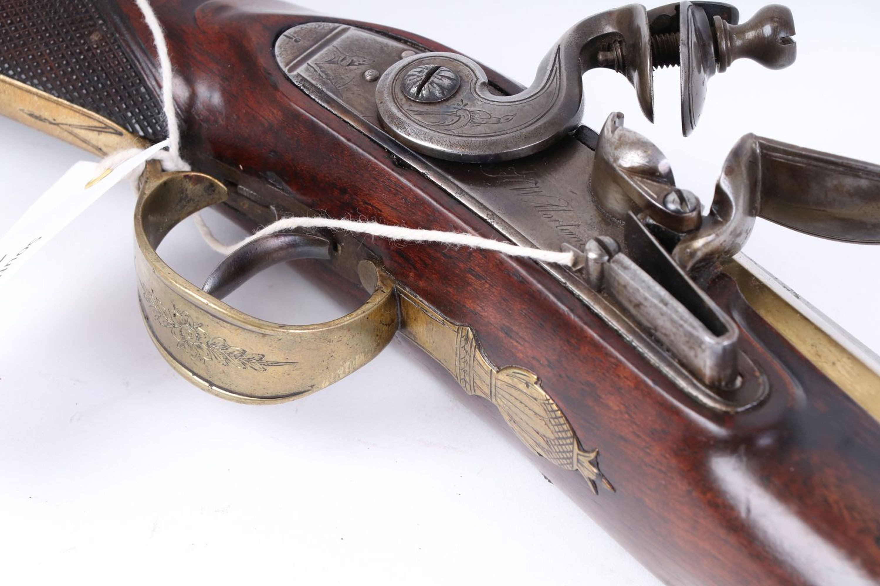 (S58) Flintlock Blunderbuss by H W Mortimer, 14 ins brass two stage full stocked bell mouth barrel w - Image 18 of 24