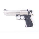 .177 Beretta (Umarex) Model 92 FS Co2 semi automatic air pistol, chromed gold frame, in foam lined h