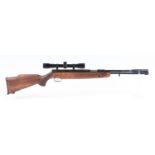 .22 Weihrauch HW-77K under lever air rifle, mounted 4 x 32 Simmons scope, the stock with cheek piece