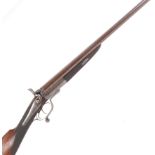 (S2) 20 bore double hammer gun by T. Bland & Sons c. 1875-87, 27 ins brown damascus barrels (