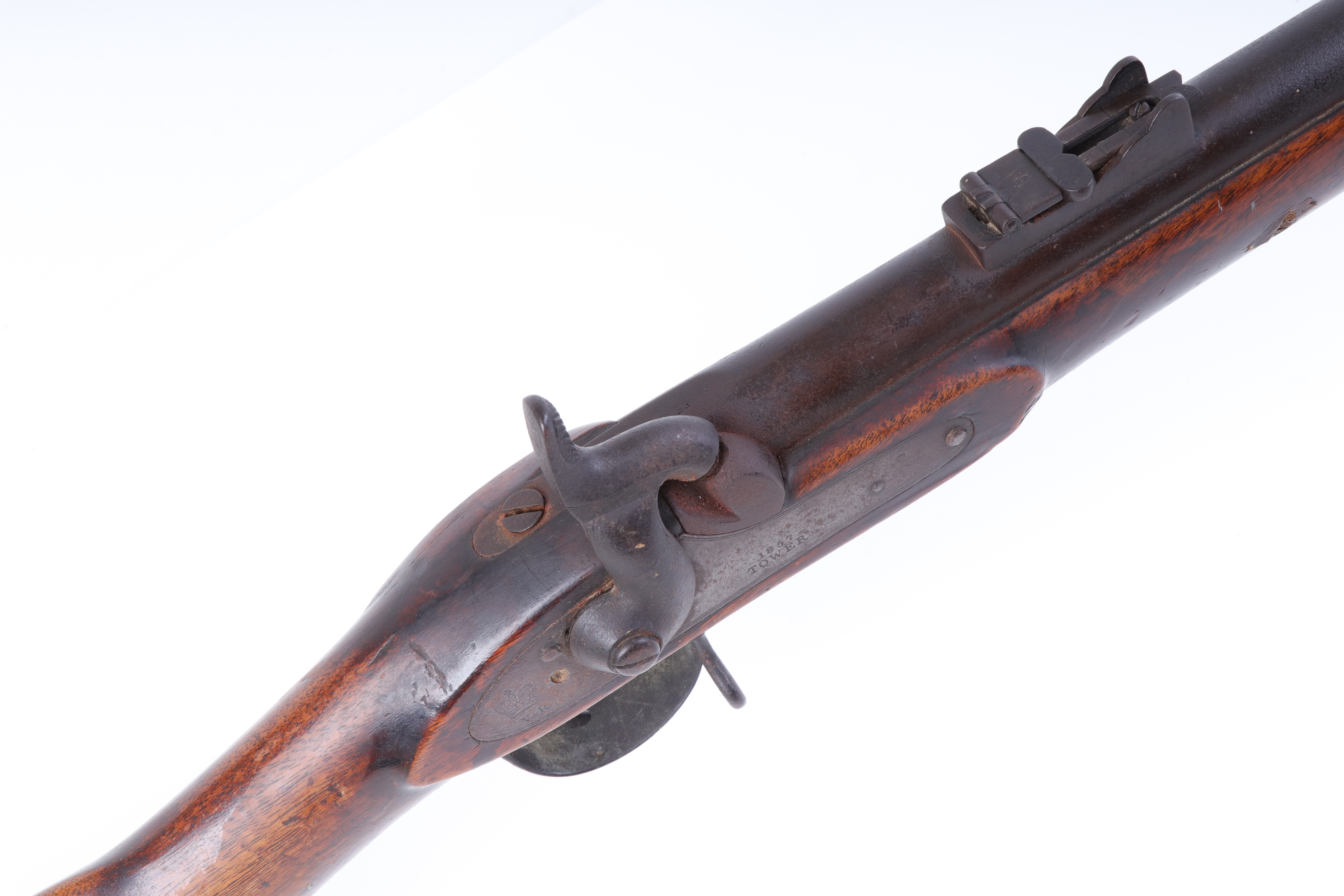 (S58) .577 Tower Enfield percussion smooth bore musket, 38½ ins barrel with blade and ramp sights - Image 4 of 11