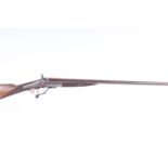 (S2) 16 bore double hammer gun by T. J. Watkins, 29½ ins brown damascus barrels (black powder