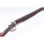 (S2) 12 bore double hammer gun by Ward & Sons, 29¾ ins brown damascus barrels (nitro