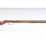 A vintage gallery air rifle with brass frame steel furniture and plunger, wood stock (all a/f), 32