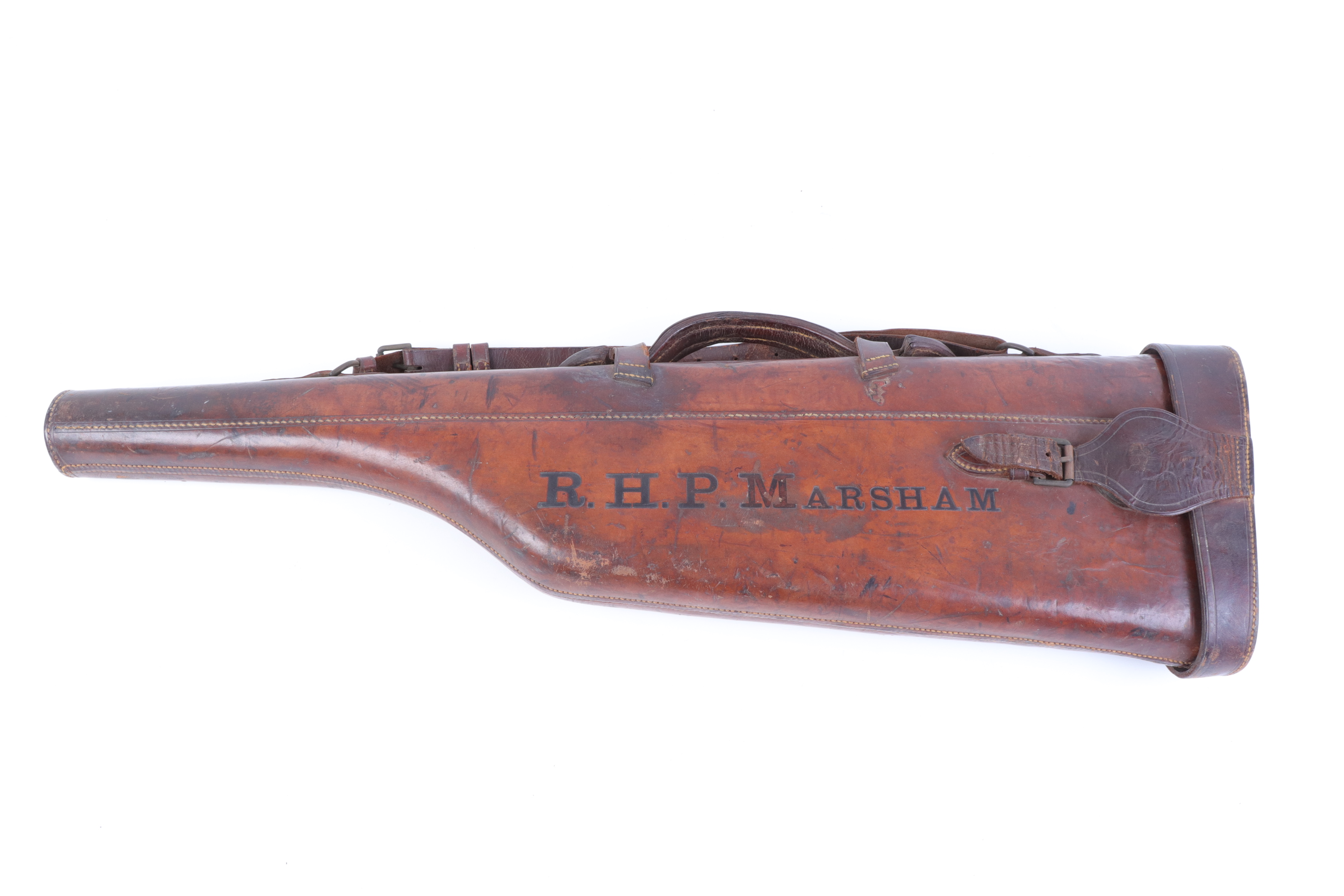 A stout leather leg o'mutton gun case for 30 ins barrels - Image 2 of 2