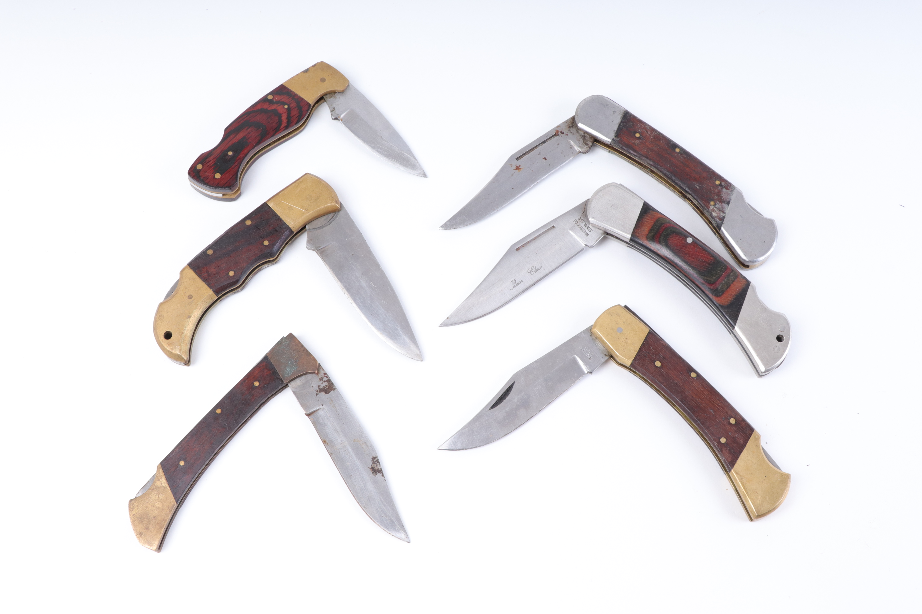 Six various single blade pocket knives