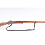 (S2) 14 bore Percussion musket, 35½ ins sighted barrel, fullstocked with three steel bands and