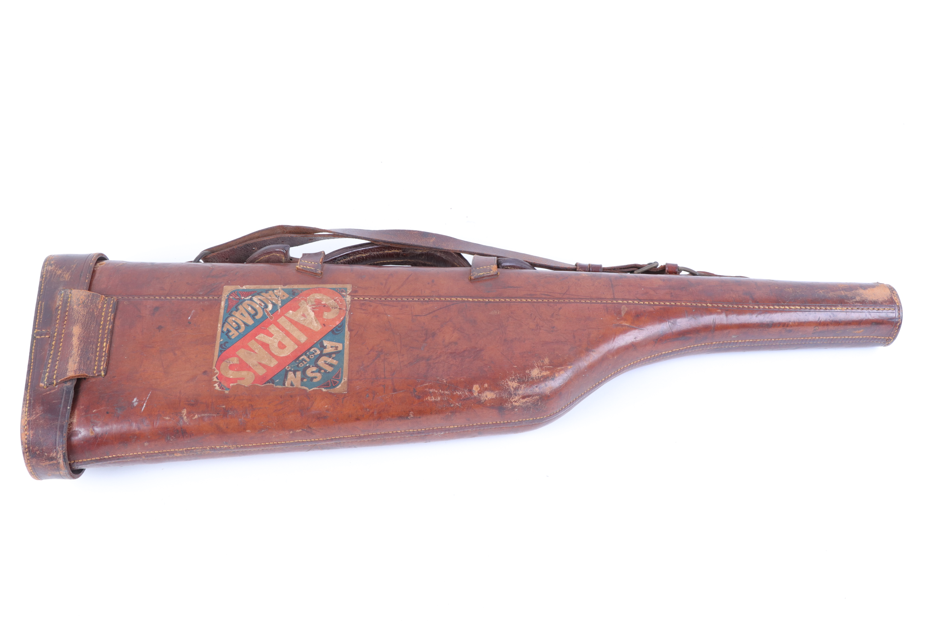A stout leather leg o'mutton gun case for 30 ins barrels