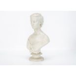 Victorian Copeland Parian Ware Bust of Princess Alexandra, mounted on a Parian socle inscribed Art