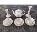 A Minton china part tea set in the 'Ardmore' pattern, including teapot, height 13cm, cups and