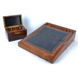 A Victorian brass mounted mahogany writing slope, with black tooled interior and associated