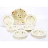 A Beswick ware Art Deco fruit salad set, including a large bowl, 23cm diameter, six bowls all with