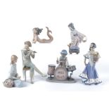 Six Spanish Lladro porcelain figures, the Jazz Band, 19cm x 18.5cm, the base with printed numerals