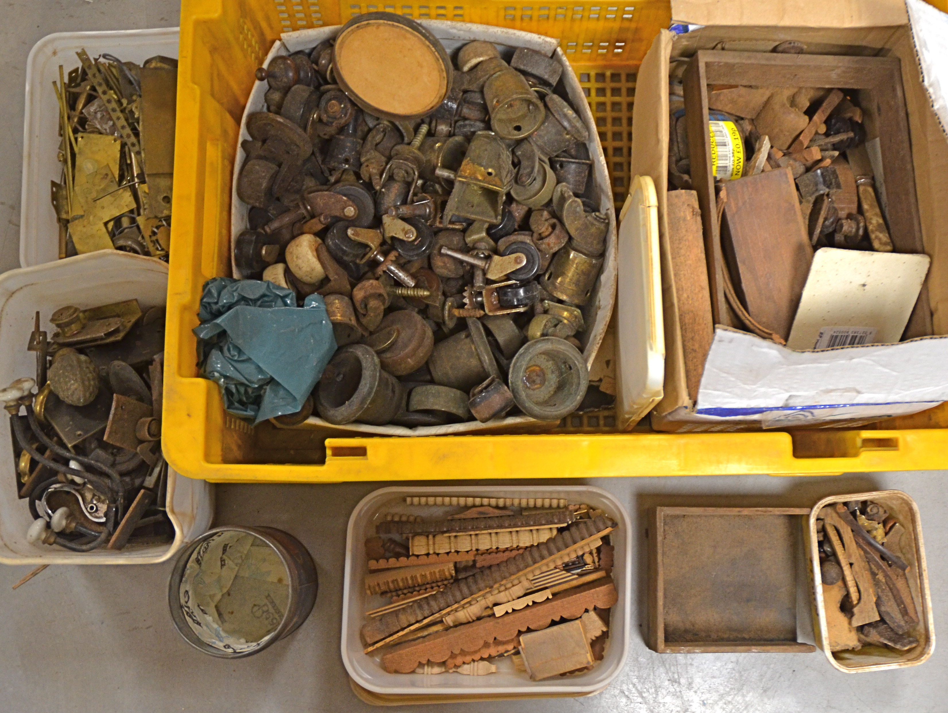 A quantity of brass fittings, predominantly furniture castors and wheels, brass examples etc. ( - Image 2 of 2