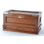 A 20th Century oak humidor box with silver mountings, hallmarked for London, the retailer's plaque