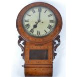 A Victorian walnut drop dial wall clock, the Tameside fusée movement behind a circular white dial