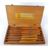 A 'Kangaroo Brand' turning tool part set in case for turning wood, together with three 'Marples'