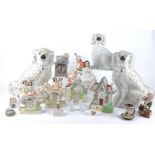 A quantity of Victorian and later ceramics to include a pair of Staffordshire figures on