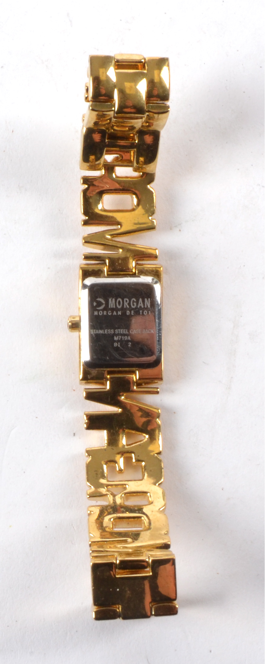 A Morgan De Toi costume jewellery wristwatch, the watch on a branded logo chain-link 'Morgan' with - Image 4 of 6