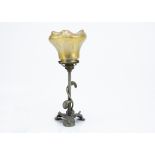 An Art Nouveau style lamp base, the wrought iron floral designed lamp base late 20th Century