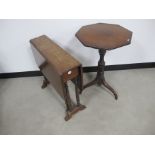 Two pieces of late 19th century furniture, octagonal top occasional table with turned column and