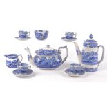 A Copeland Spode tea and coffee service in the 'Italian' pattern, the blue and white printed ware