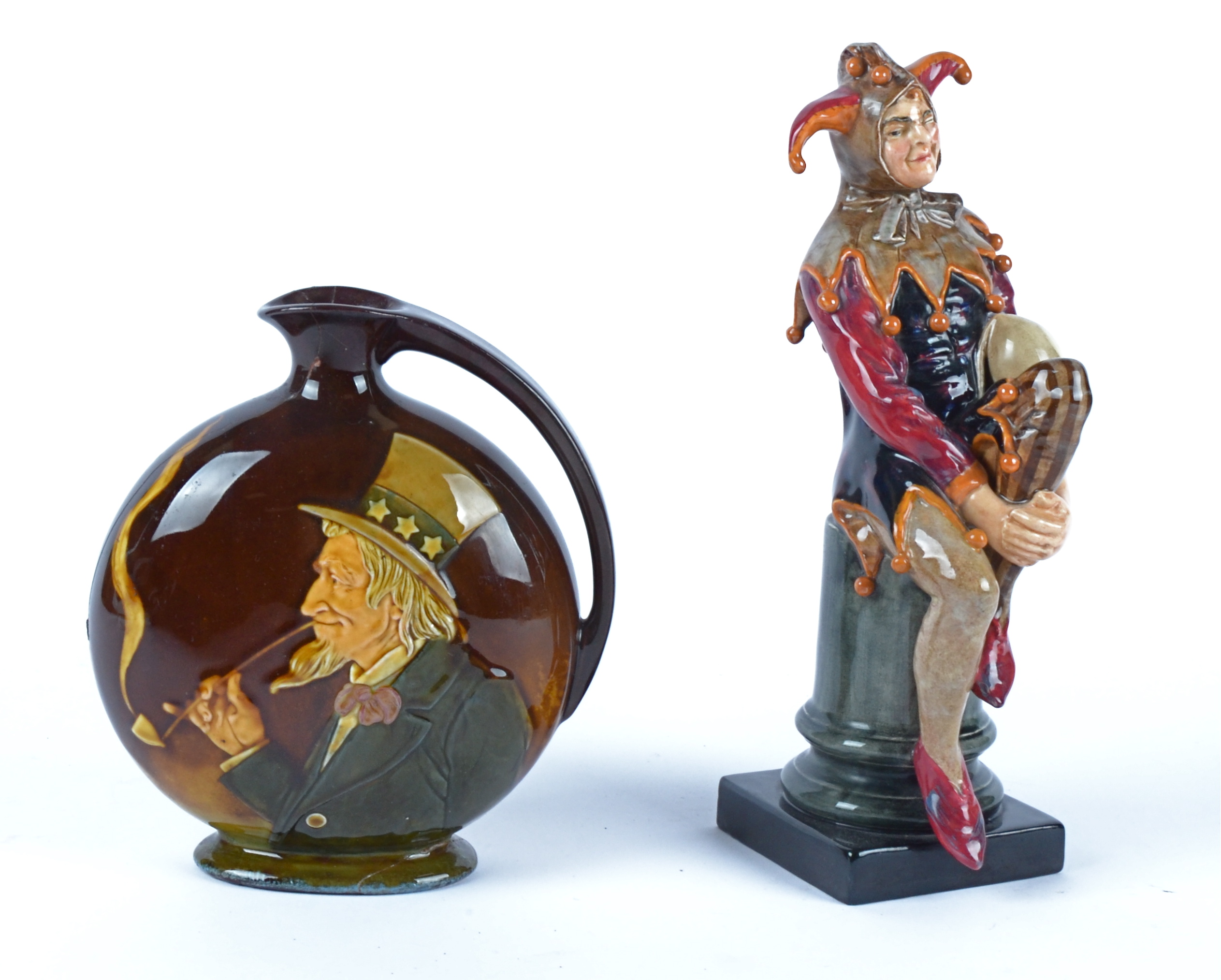 A Royal Doulton figure of a Jester, HN1702, height 26.5cm, together with a Royal Doulton pottery - Image 2 of 3