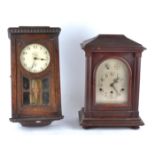 A 20th Century rectangular cased mantel clock, with Roman numerals, height 45cm, together with an