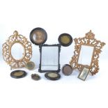 Victorian and Later Photograph Frames, three matching Victorian circular carved wood frames with