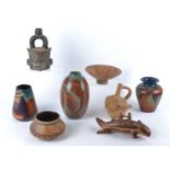 A group of ceramics from South America with pre-Columbian style designs, to include a conical