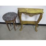 two pieces of continental style furniture, console table with a serpentine top, pierced decorated