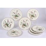 Eight Villeroy & Bosch botanical tapas / crudité plates, all with flowering thyme plants, diameter