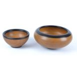 Paul Swan (Contemporary British) two 'Two Oaks' turned wood bowls, the largest diameter 19cm and the