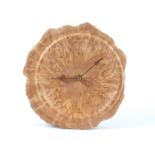 Paul Swan (Contemporary British) a clock master crafted from Masur Birch, diameter 23cm,