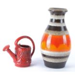 A Scheurich of West Germany pottery vase of substantial proportions with central orange and red