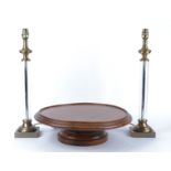 An early 20th Century mahogany revolving lazy Susan, 13m x 46cm, together with a pair of