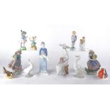 A group of small ceramic figures to include three Royal Worcester figures of childhood, Sunshine