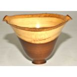 Bert Marsh (1932-2011) a laburnum turned wood flared footed bowl, incised mark to foot of base, 10.