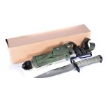 A Military issue M9 bayonet for the M4 and M16 Assault rifles, the bayonet marked MK100463, complete