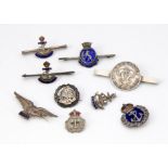 A large sterling silver H.M.S Ranee sweetheart brooch, together with eight silver and enamel Naval