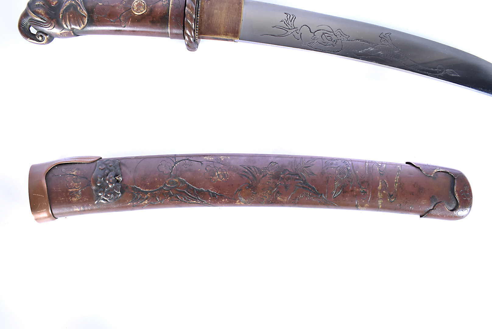 A Meiji Period one piece Tanto, having oil tempered blade, 22cm, having two Horimono of male - Image 7 of 8