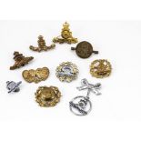 A selection of ten Royal Artillery sweetheart brooches, including a rolled gold example, a Mizpah (