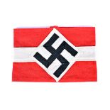 A Hitler Youth Arm Band, red and white stripes with applied diamond with swastika please form own