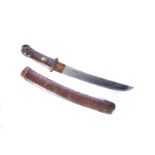 A Meiji Period one piece Tanto, having oil tempered blade, 22cm, having two Horimono of male