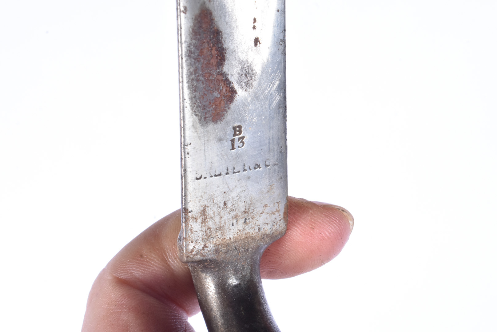 An Indian pattern socket bayonet, marked B13 with indistinctive makers name, also with other - Image 2 of 4