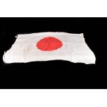 A WWII silk Japanese Flag of The Rising Sun, having ties to two of the corners, the central red