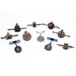 Ten silver and enamel sweetheart brooches, including three hanger examples, Royal Engineers, RAOC